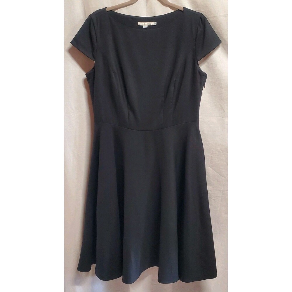 Boden Black Wool Blend Fit & Flare Cap Sleeve Career Midi Dress 10